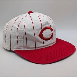 Vintage Cincinnati Reds Hat Snapback MLB Pinstripe Signatures Youth Kids Retro